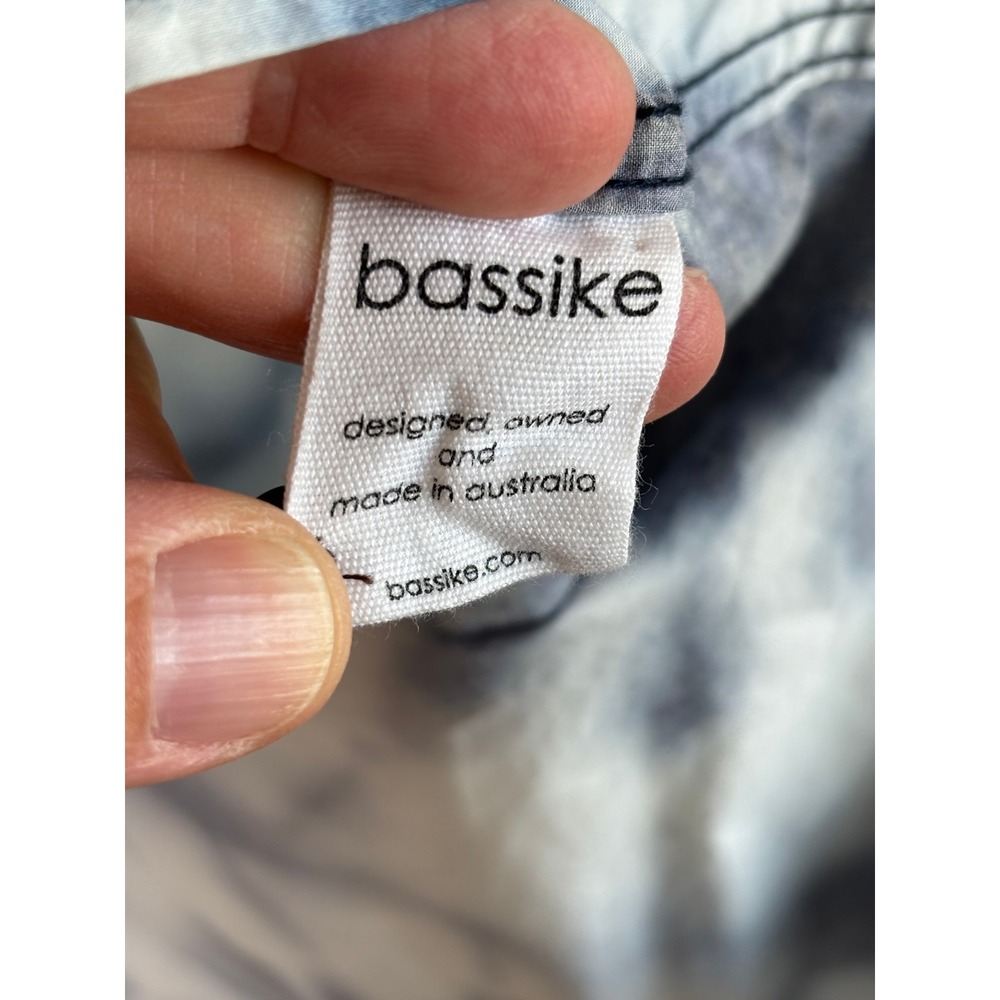 Bassike Tie Dye Organic Cotton Top Blue White Women L Oversized - Picture 8 of 8